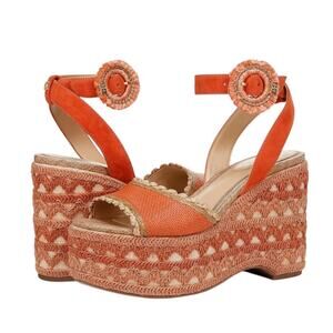 Sam Edelman Womens Amber Platform Sandals US 9M EU 40 Orange Red Espadrille NIB